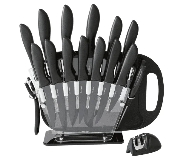 Eatneat 18 Piece Home Essentials All Black Knife Block Set