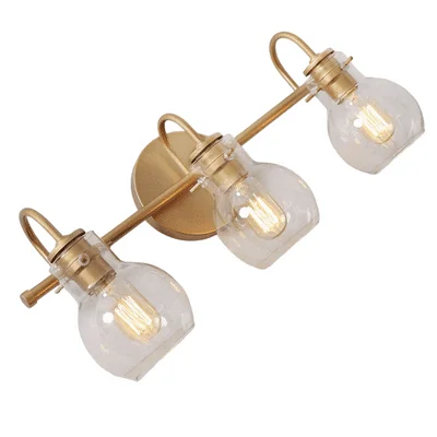 KSANA's Gold Vanity Light with Clear Glass Shade