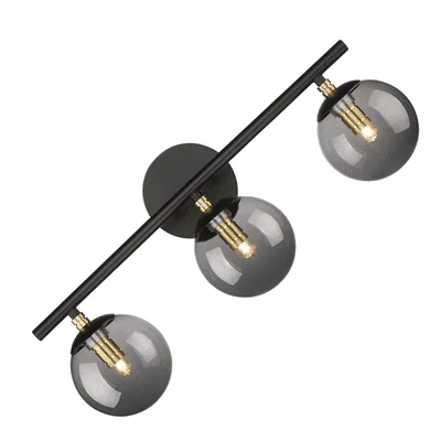 LMS's Modern Black and Gold Vanity Light with Globe Glass Shades