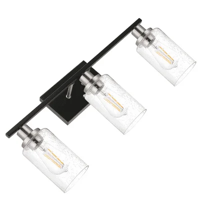 Melucee's Farmhouse Style Vanity Lights with Seeded Glass Shade