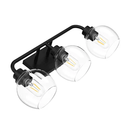 Tipace Vintage Industrial Bathroom Vanity Light with 3 Glass Globe Lights