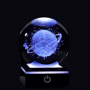 3D Crystal Ball with Clear Starry Sky Carving