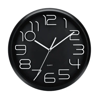 Matte Black Wall Clock For Bathroom Vanity