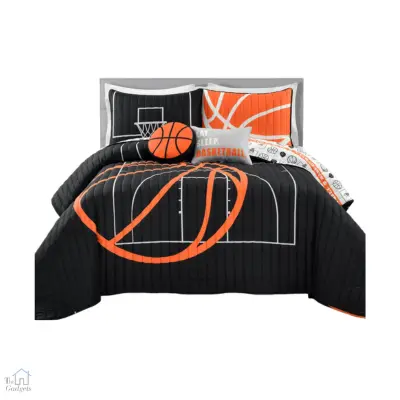Black_Orange Basketball Game-Themed Quilt Set