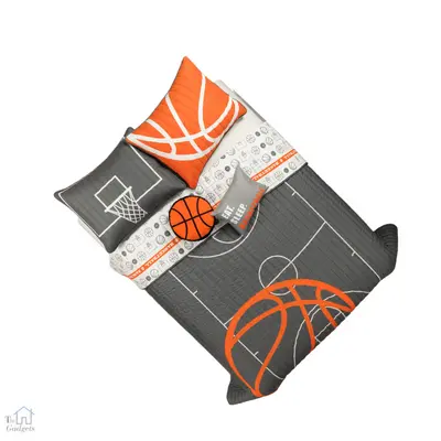 Charcoal Basketball Game-Themed Quilt Set