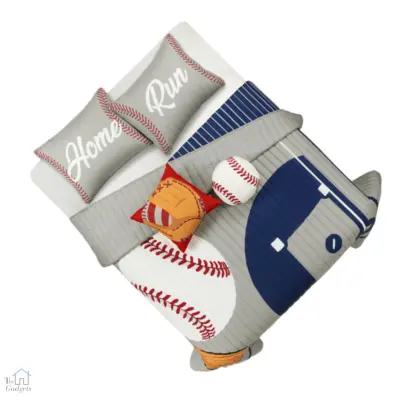 Gray Baseball Reversible Game-Themed Quilt 5 Piece Set