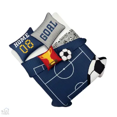 Navy_Gray Soccer Game Reversible Oversized 4 Piece Quilt Set