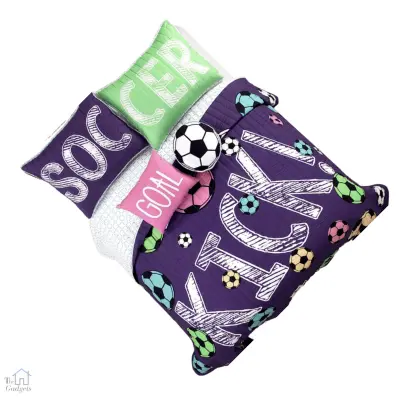 Purple Girls Soccer Kick 5 Piece Quilt & Comforter Set
