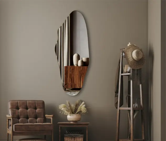Dynamic Waves: Wavy Asymmetrical Mirror for Chic and Unique Home Décor!