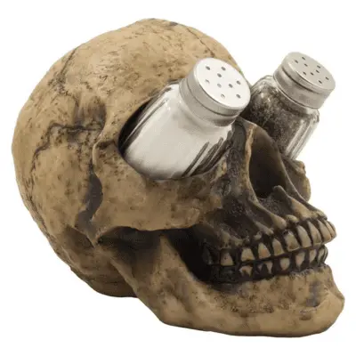 Skull salt and pepper shakers Halloween kitchen decor